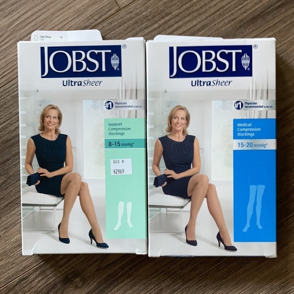 𝅺JOBST ( lot of 2) ultra sheer beige Compression Stockings /. NIB